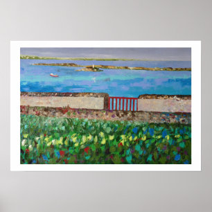 Poster Bord de mer en Bretagne à la barrière rouge