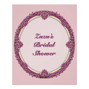 Póster Borda Chique Roxo/Rosa E Creme Personalizar