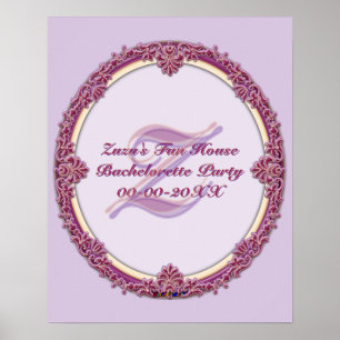 Poster Borda Chique Roxo/Rosa E Creme Personalizar