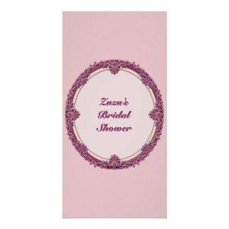 Póster Borda Chique Roxo/Rosa E Creme Personalizar