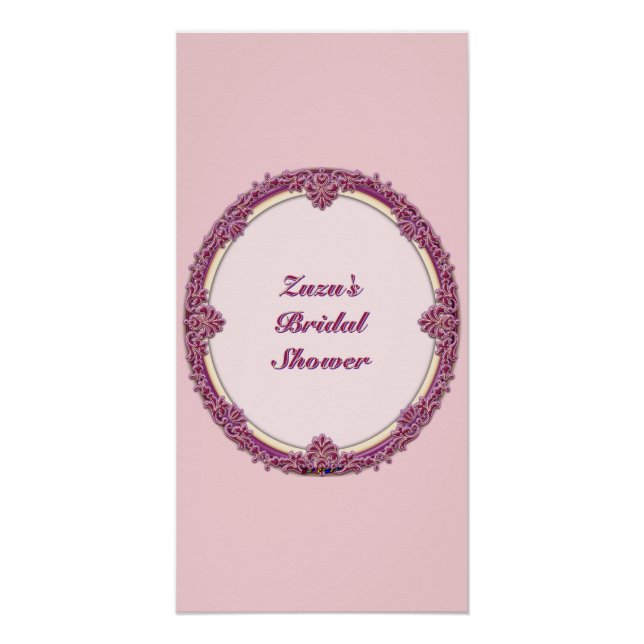 Póster Borda Chique Roxo/Rosa E Creme Personalizar (Frente)
