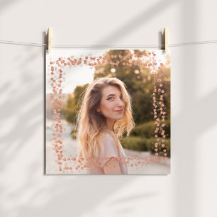 Poster Borda de Corações em Dourado Rosa Foto