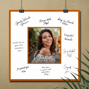 Poster Borda Laranja Queimada com Autografo de Graduação 