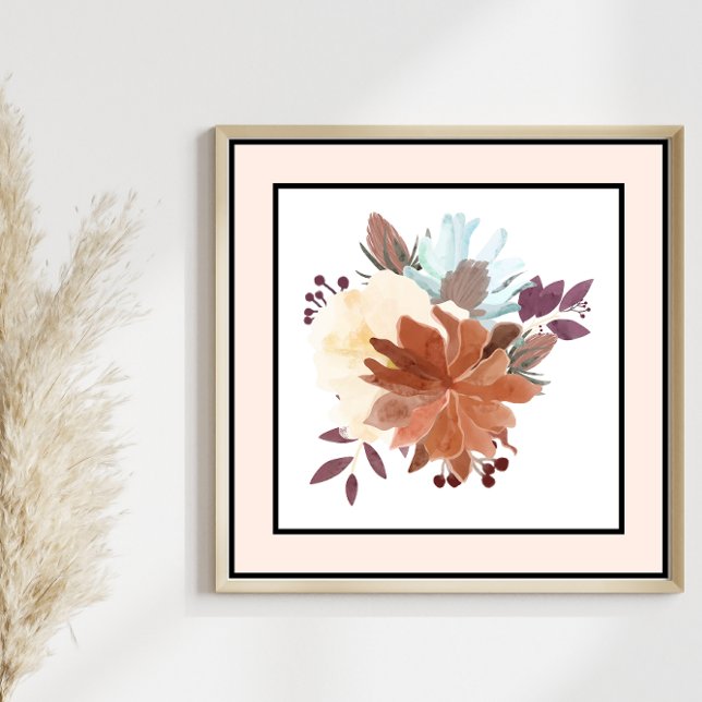 Poster Borda Rosa das Linhas Pretas das Flores bonito de  (Criador carregado)