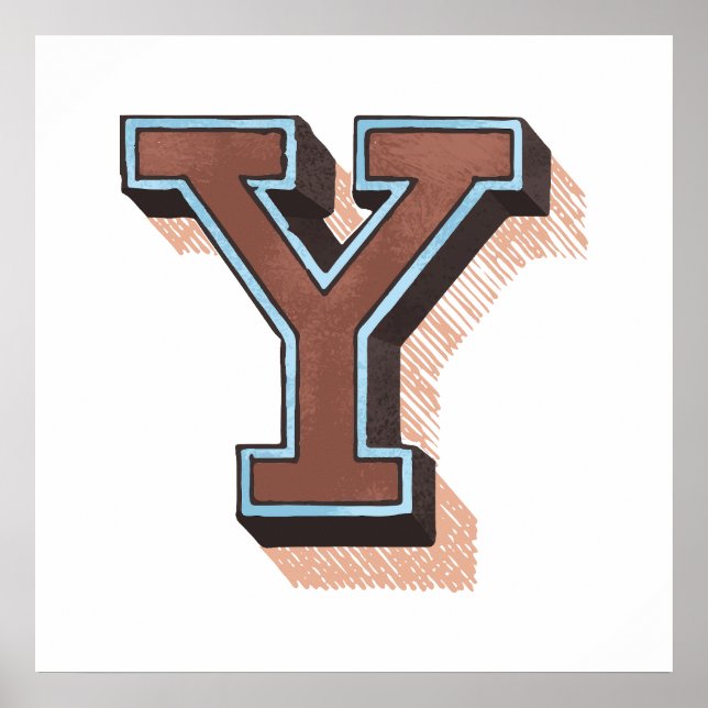 Poster Bordado Elegante - Letra "Y" (Frente)