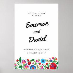 Poster Bordado Mexicano Bem-vindo ao Casamento