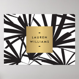 Poster Bordas pretas elegantes com o logotipo de placa de