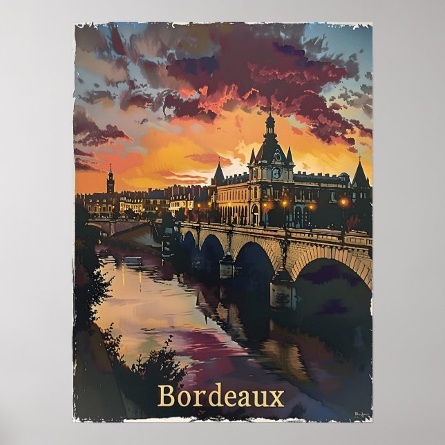 Poster Bordeaux Twilight: Sinfonia Sunset Púrpura Nuvens (Frente)
