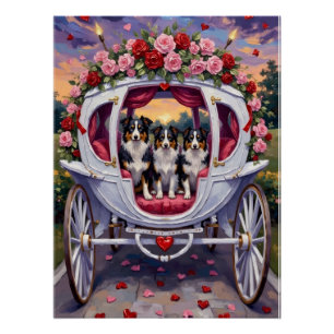 Póster Border Collie Cachorro Dia dos Namorados