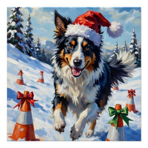 Póster Border Collie Cachorro Natal Neve Agilidade Divers