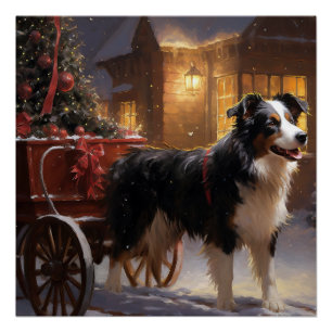 Póster Border Collie Christmas Fesason