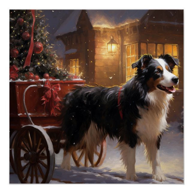 Póster Border Collie Christmas Fesason (Frente)