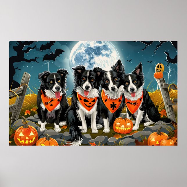 Poster Border Collie Halloween Spooky (Frente)