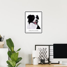 Poster Border Collie Preto e Branco Cachorro de Estimação