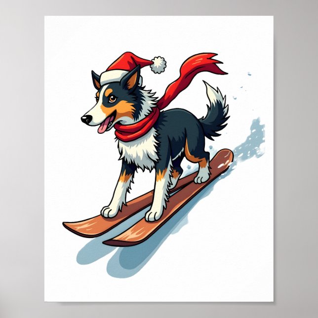 Poster Border Collie Snowboarder (Frente)