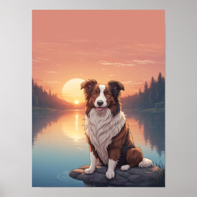 Poster Border Collie Vermelho (Frente)