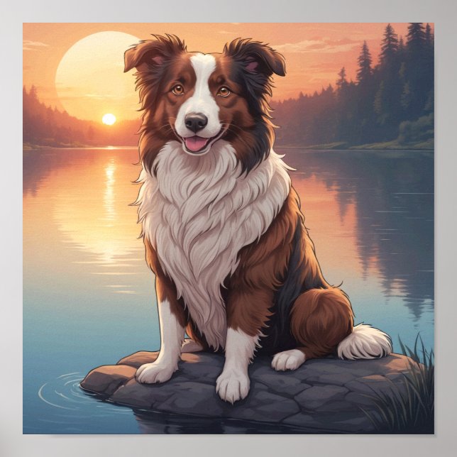 Poster Border Collie Vermelho (Frente)