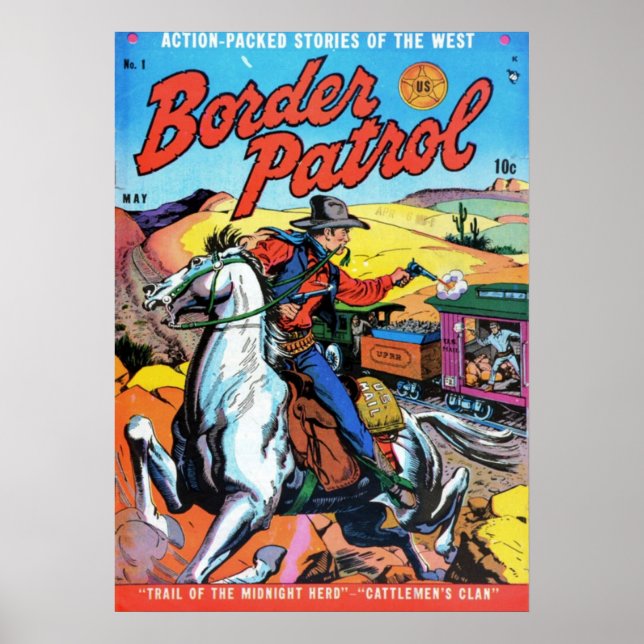Poster Border Patrol Vintage Comic Book (Frente)