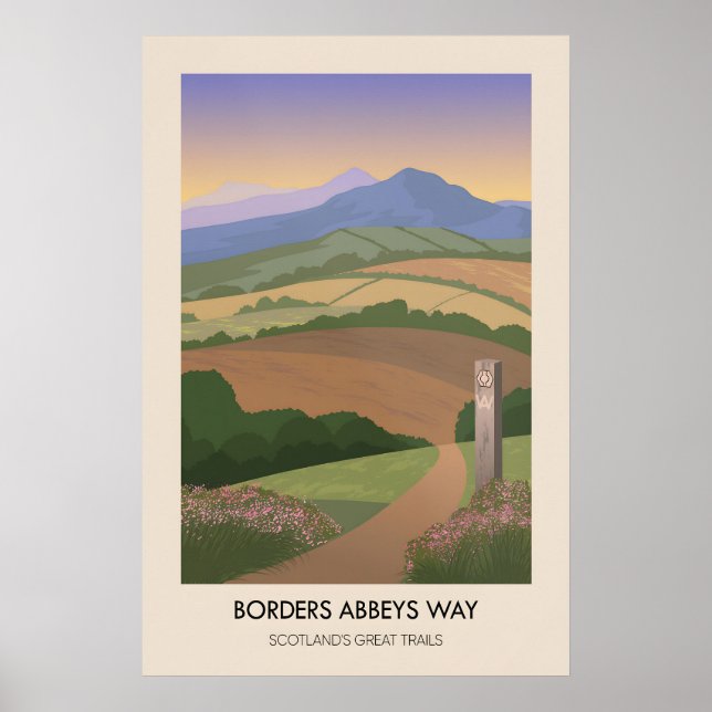 Poster Borders Abbeys Way Trilhos Grandiosos da Escócia C (Frente)