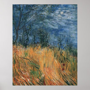 Poster Bordo de um campo de trigo com tortas 1887, van Go