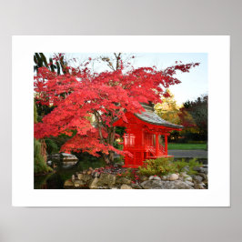 Poster Bordo Japonês Álamo e Foto do Santuário do Jardim