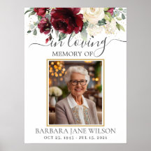 Borgonha Branco Marfim Floral Foto Funeral Memoria