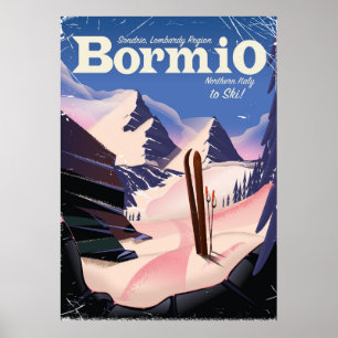Poster Bormio, Sondrio, região de Lombardy, cartaz do