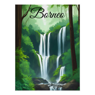 Póster Borneo Indonesia Malaysia Rainforest Travel Poster