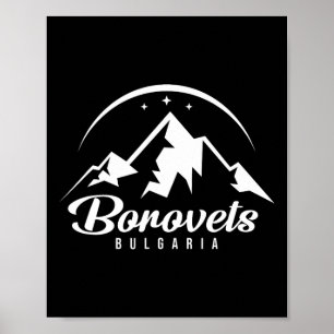 Poster Borovets Bulgária Ski Resort Skiboard Snowboard