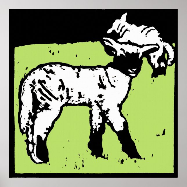 Póster Borregos vitorianos de animais de criação de madei (Frente)