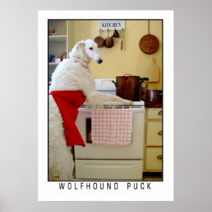 Poster Borzoi Lebrel Russo "Lebrel Puck" Cão