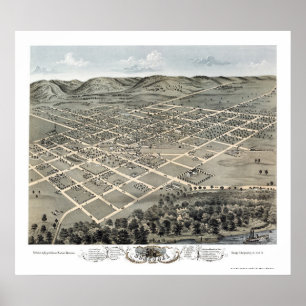 Póster Boscobel, mapa panorâmico dos WI - 1869