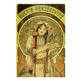 Póster Bósnia e Herzegovina por Alphonse Mucha 1900