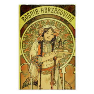 Póster Bósnia e Herzegovina por Alphonse Mucha 1900