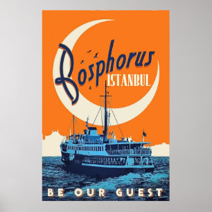 Poster Bosphorus, Istambul, Turquia, barco de navigação