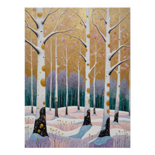 Póster Bosque de Álamo Dourado: Um Sonho de Inverno