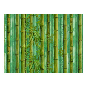 Póster Bosque de Bambu Matizes de Verdes Quentes e Frios