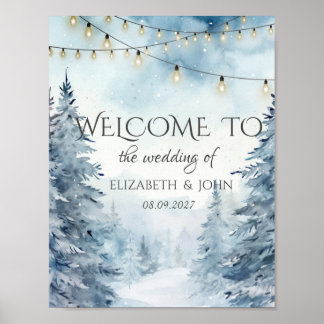 Poster Bosque,Floresta,Luzes Azuis de Corda Casamento