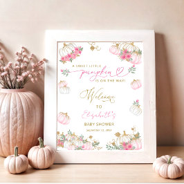 Poster Bosta Floral Elegante Rosa Pumpkin Bem-vindo