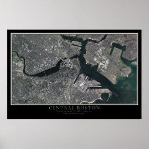 Póster Boston Central Massachusetts Do Satélite Espacial