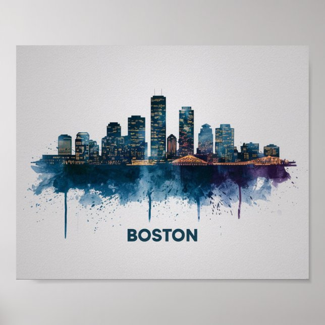 Poster Boston City Skyline, Boston Mãe Skyline (Frente)