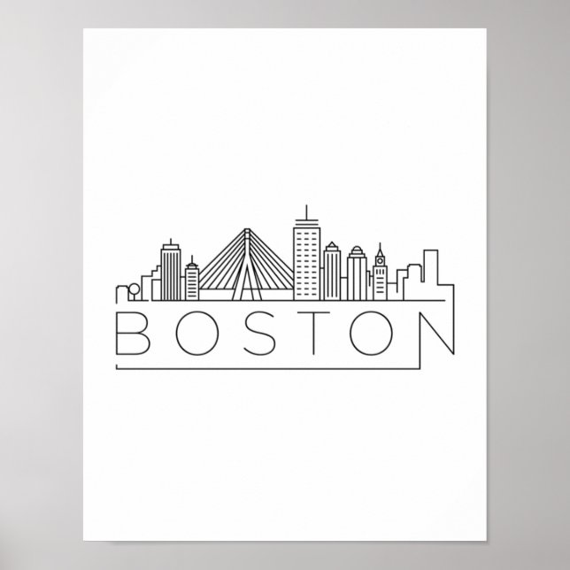 Poster Boston City Skyline, linha do horizonte de boston  (Frente)
