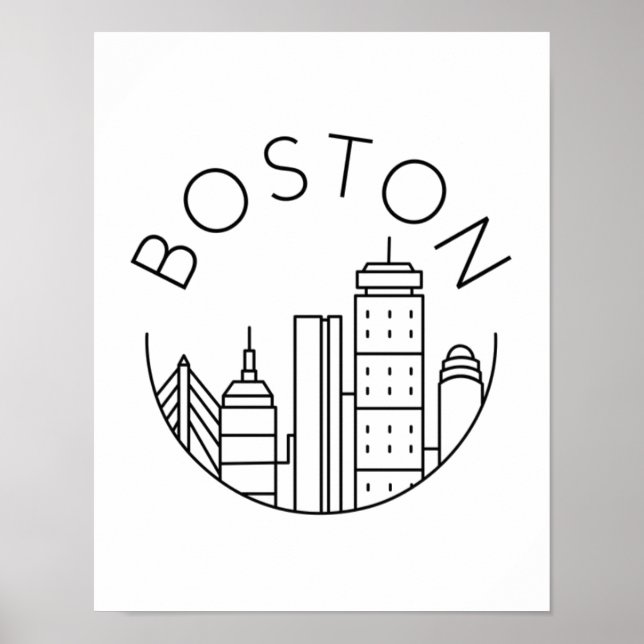 Poster Boston City Skyline, linha do horizonte de boston  (Frente)