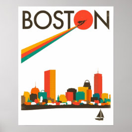 Poster Boston City Skyline, linha do horizonte de boston