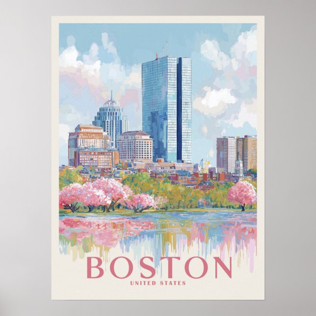 Poster Boston Cityscape Vintage (Frente)