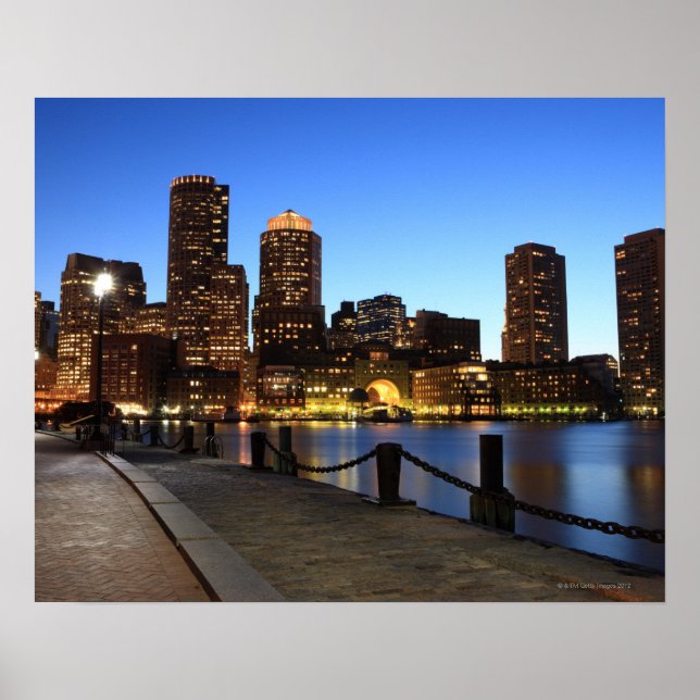 Póster Boston Harbor e Skyline. Boston é uma das 6 (Frente)