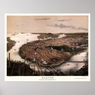 Póster Boston, mapa panorâmico das MÃES - 1877