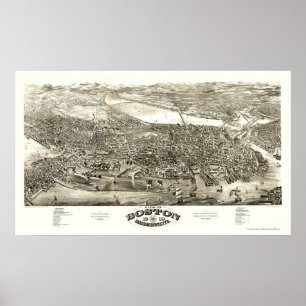 Póster Boston, mapa panorâmico das MÃES - 1880