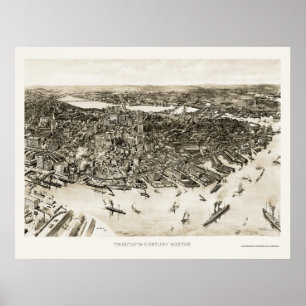 Poster Boston, mapa panorâmico das MÃES - 1905