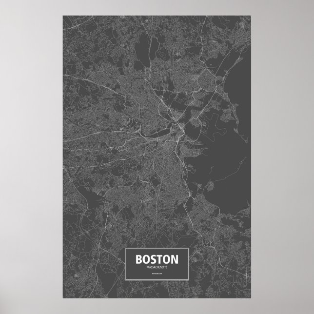 Póster Boston, Massachusetts (branco a preto) (Frente)